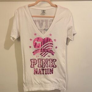 Victoria's Secret White Tee with Pink Graphic